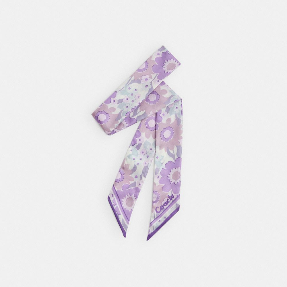 COACH®,Floral Print Silk Skinny Scarf,,Front View