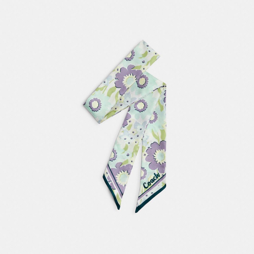 COACH®,Floral Print Silk Skinny Scarf,,Front View