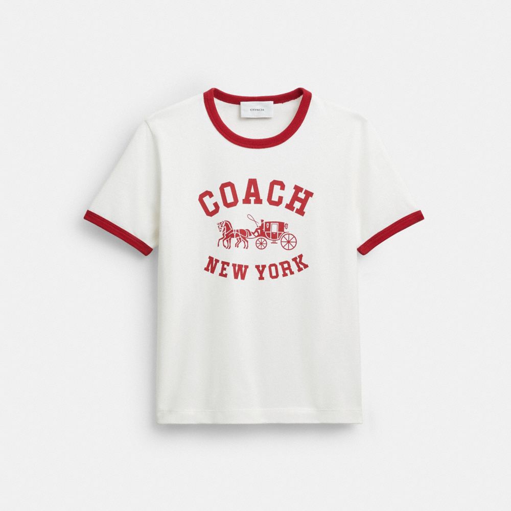 COACH®,Horse And Carriage Ringer T Shirt,,Front View