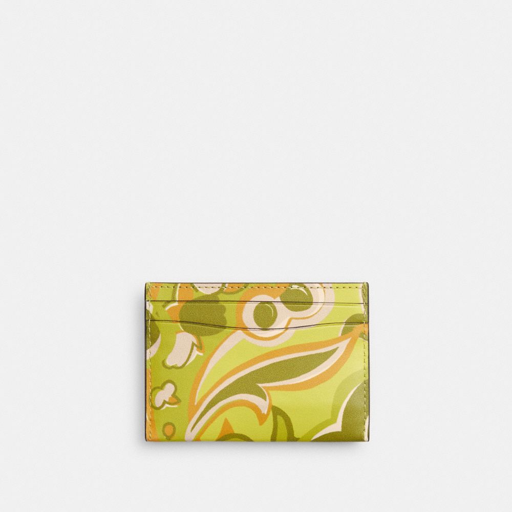 COACH®,Essential Card Case With Paisley Print,Calfskin Leather,Card Case,Metal,Logo,Casual,Multi Color,Back View