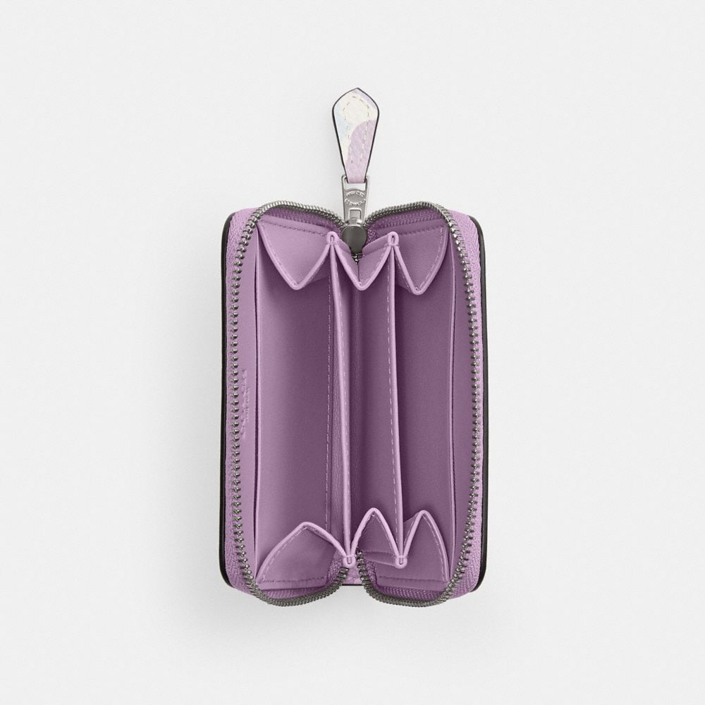 COACH®,Essential Small Zip Around Card Case With Floral Print,Leather,Coin,Metal,Logo,Gusset,Casual,Multi Color,Inside View,Top View