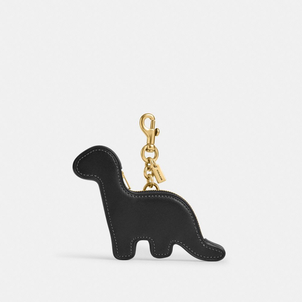 COACH®,Dino Coin Purse,Leather,Coin,Novelty Embellishment,Gusset,Key Ring,Casual,Black,Front View