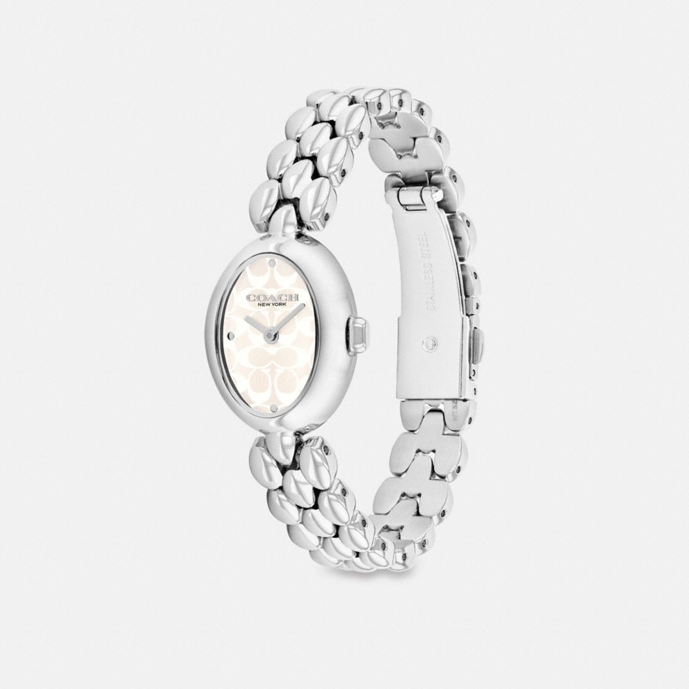 COACH®,Sammy Watch, 22 Mm,Analog,Crystal,Quartz,Logo,Word Embellishment,Water Resistant,Stainless Steel,Work,,Angle View