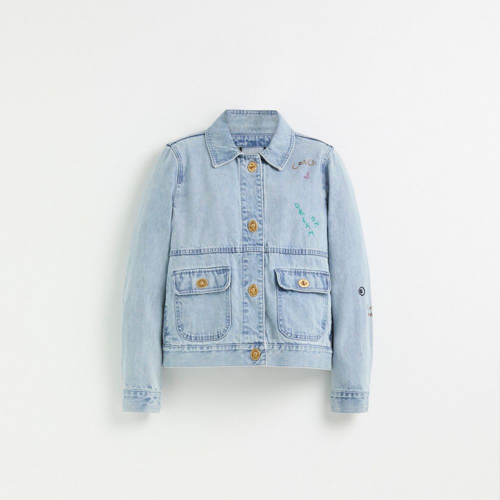 COACH®,Restored Washed Denim Jacket,,Front View