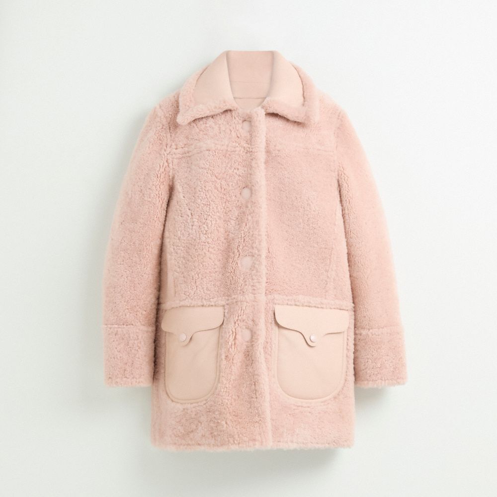 COACH®,Restored Reversible Shearling Coat,,Front View