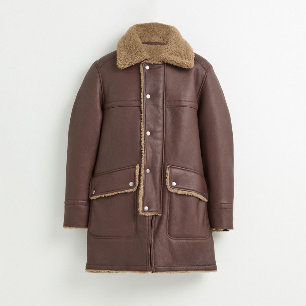 COACH®,Restored Reversible Shearling Coat,,Front View