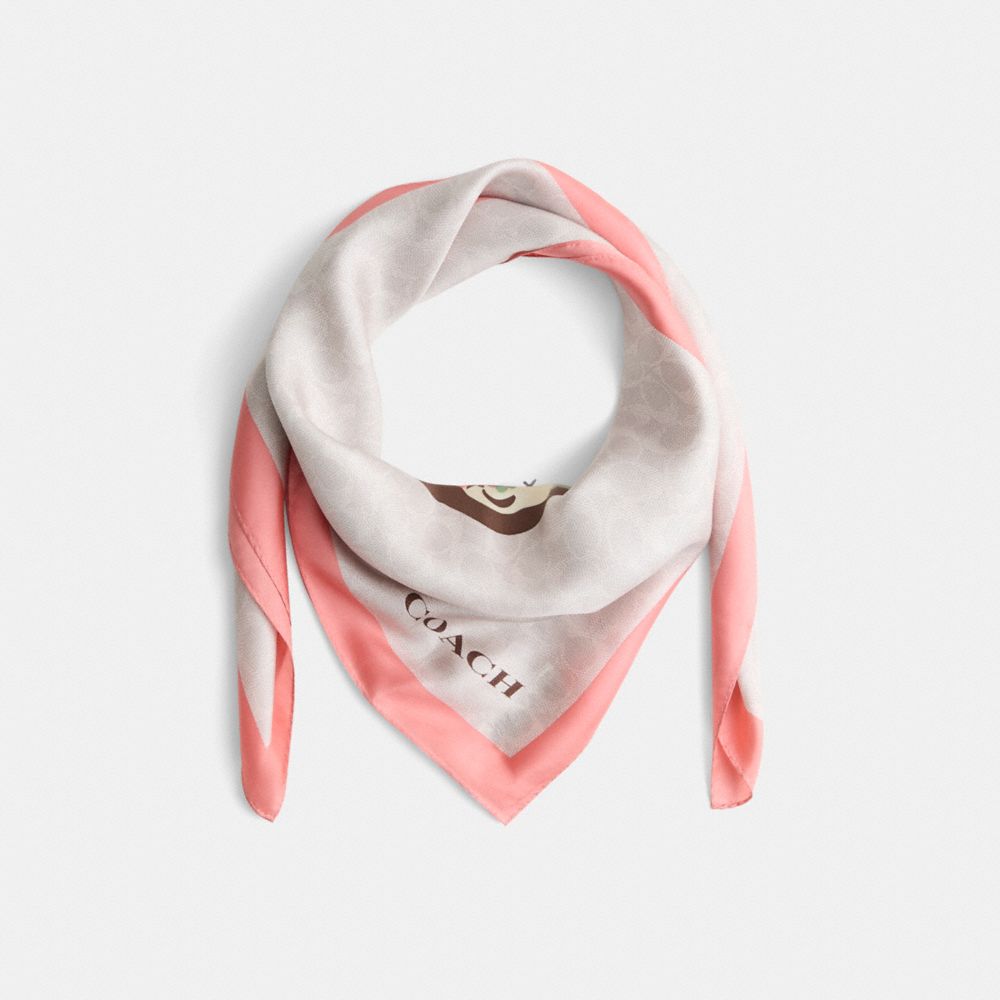 COACH®,Restored Horse And Carriage Print Oversized Square Scarf,Cotton,Wool,Modal,Square,Frayed,Eco-Friendly,Casual,Multi Color,Front View