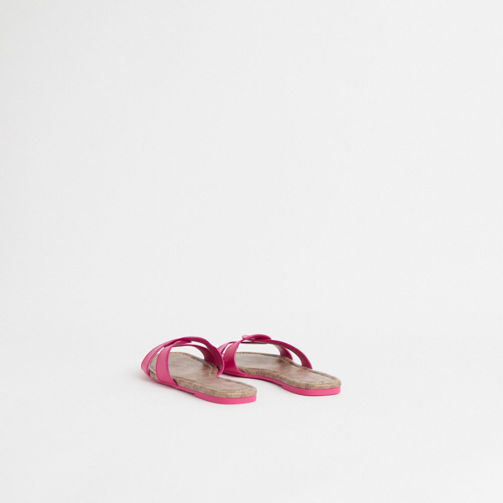 COACH®,Restored Essie Sandal,Canvas,Leather,Rubber,Slides,Sustainable,Pool,Casual,Fuchsia,Back View
