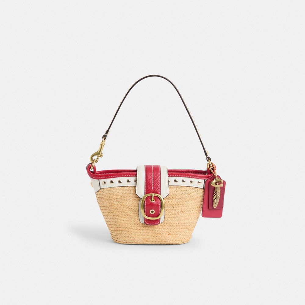 COACH®,Upcrafted Bleecker Top Handle Pouch In Straw,,Front View