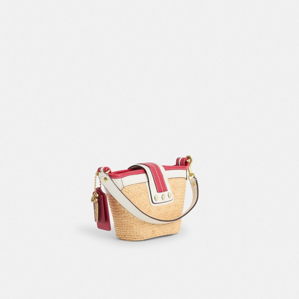 COACH®,Upcrafted Bleecker Top Handle Pouch In Straw,,Angle View