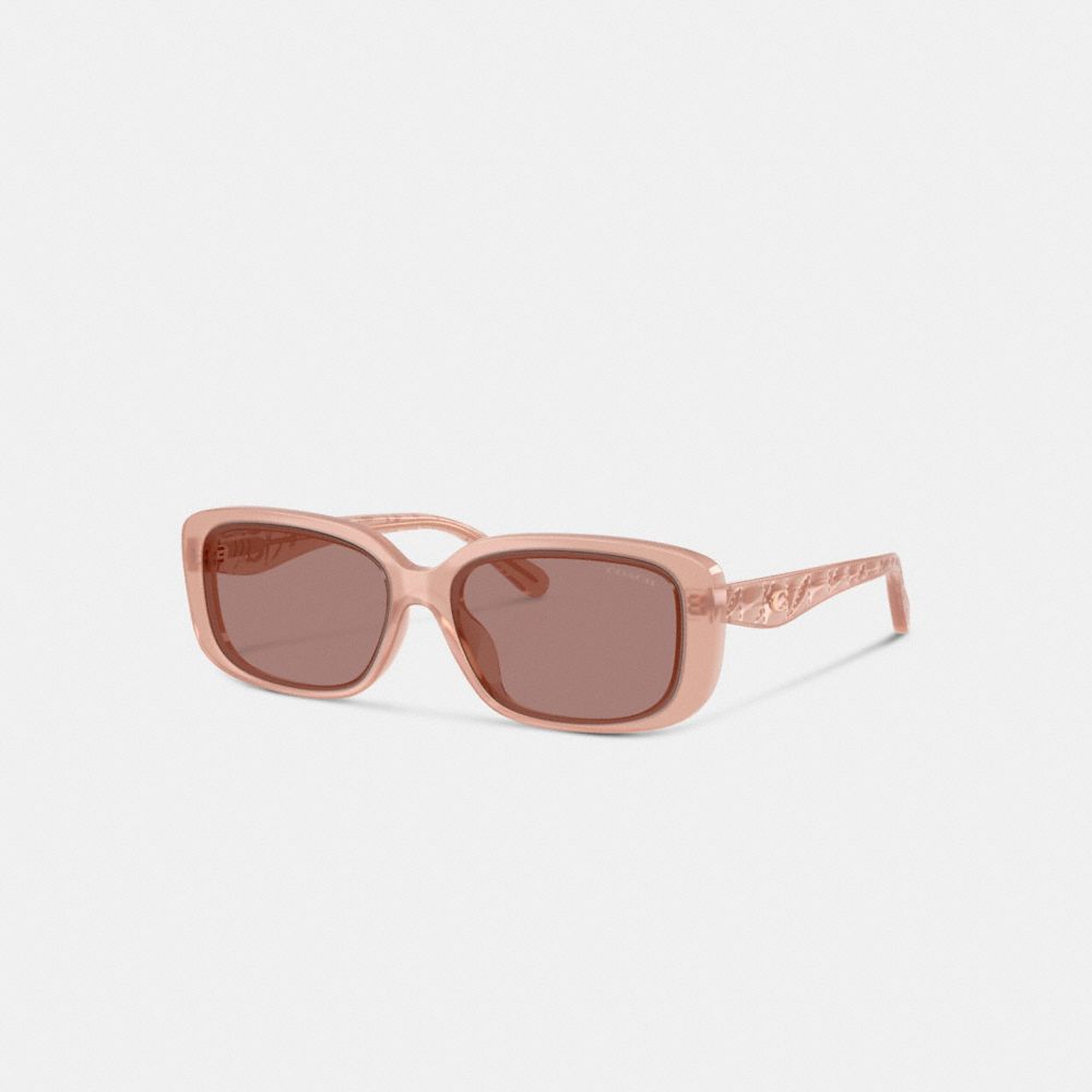 COACH®,Quilted Rectangle Sunglasses,Brown,Front View
