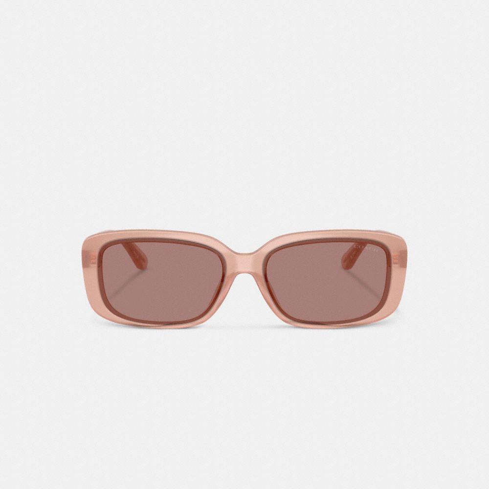 COACH®,Quilted Rectangle Sunglasses,Brown,Inside View,Top View