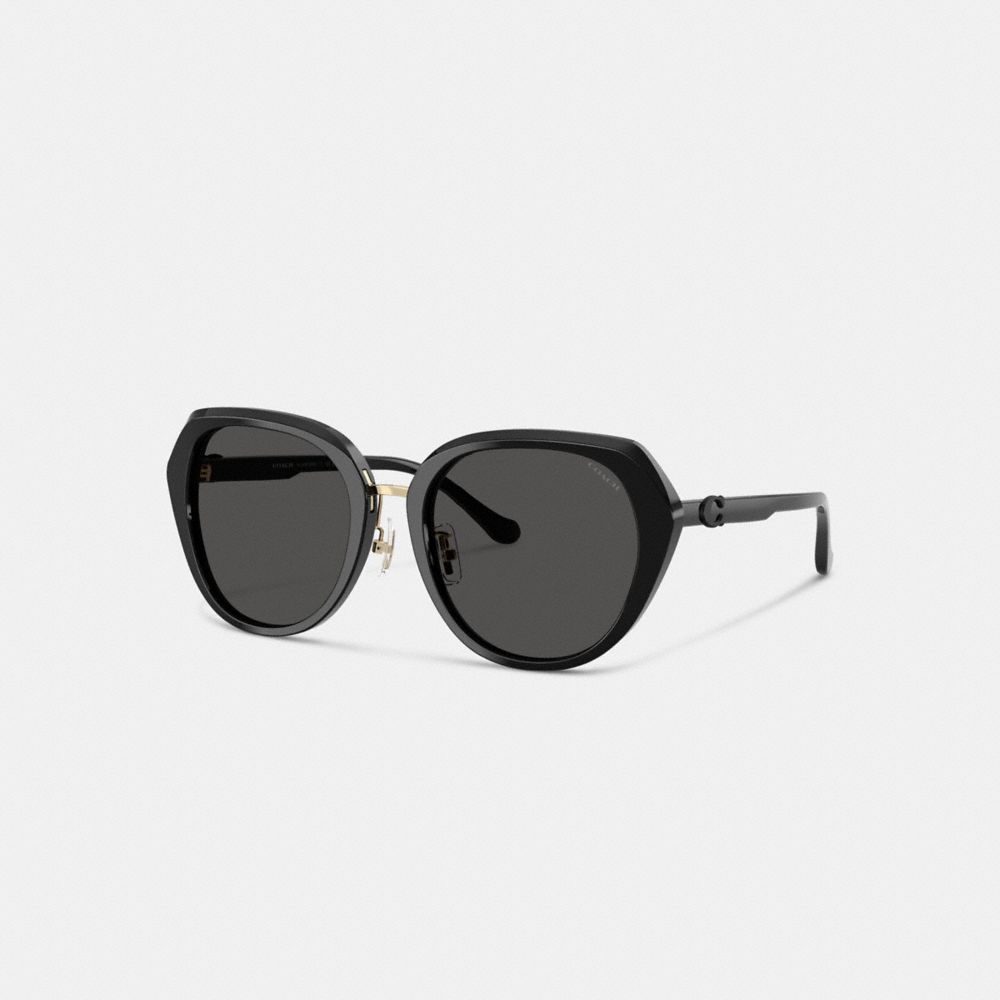 COACH®,Maxi Sculpted C Oversized Round Sunglasses,Black,Front View
