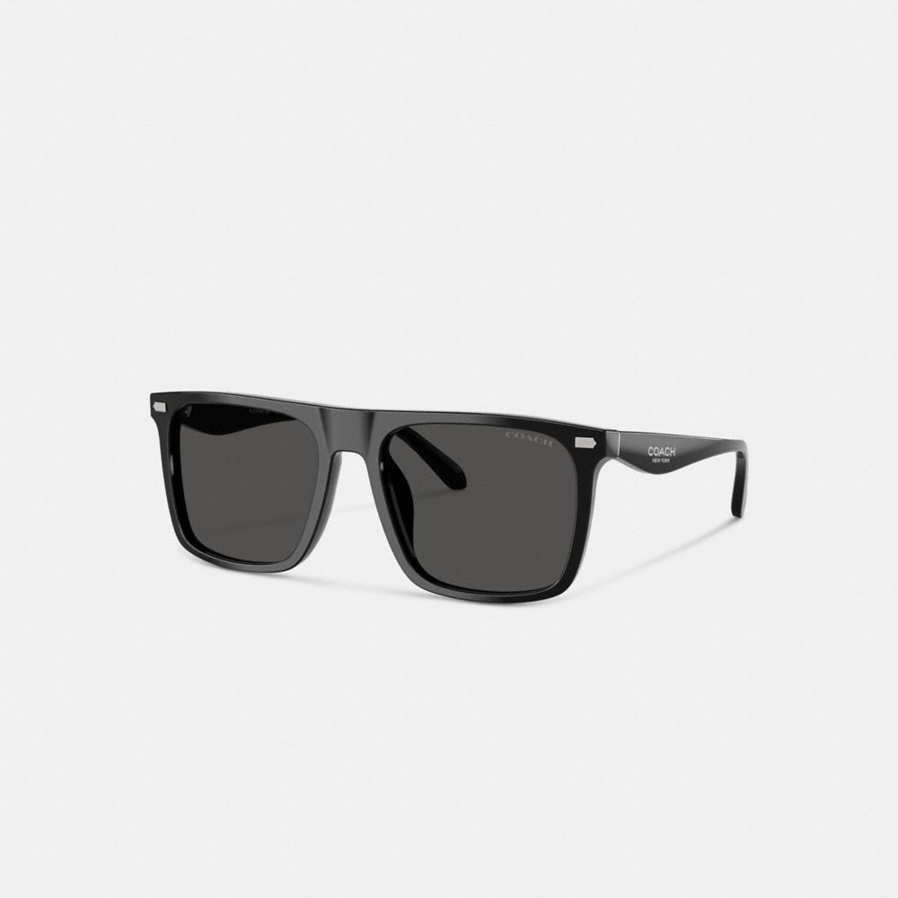 COACH®,Flat Top Square Sunglasses,Black,Front View