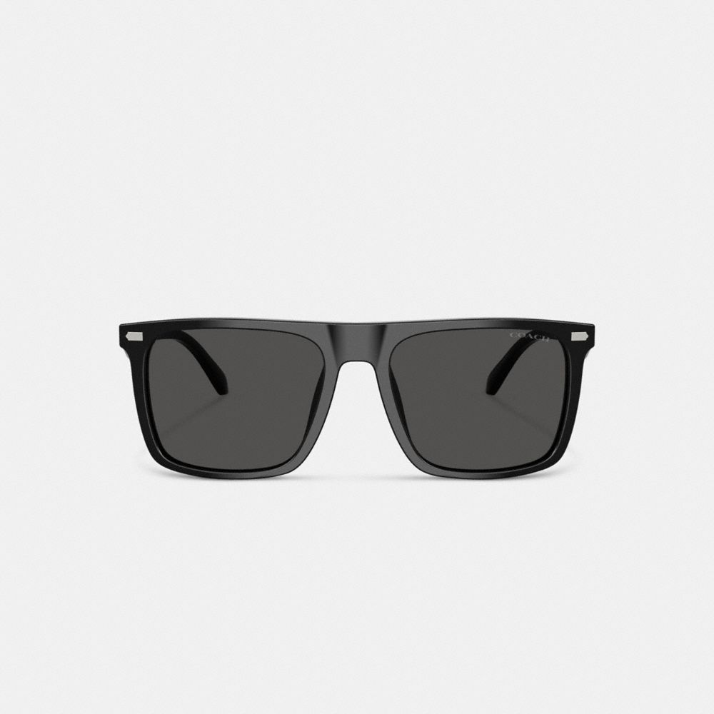 COACH®,Flat Top Square Sunglasses,Black,Inside View,Top View
