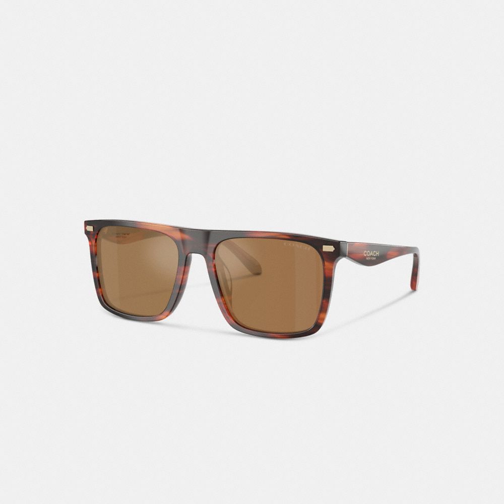 COACH®,Flat Top Square Sunglasses,Brown,Front View