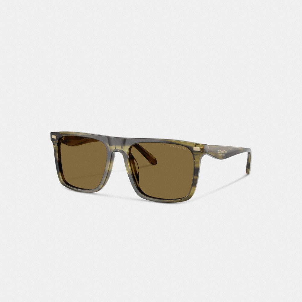 COACH®,Flat Top Square Sunglasses,Brown,Front View