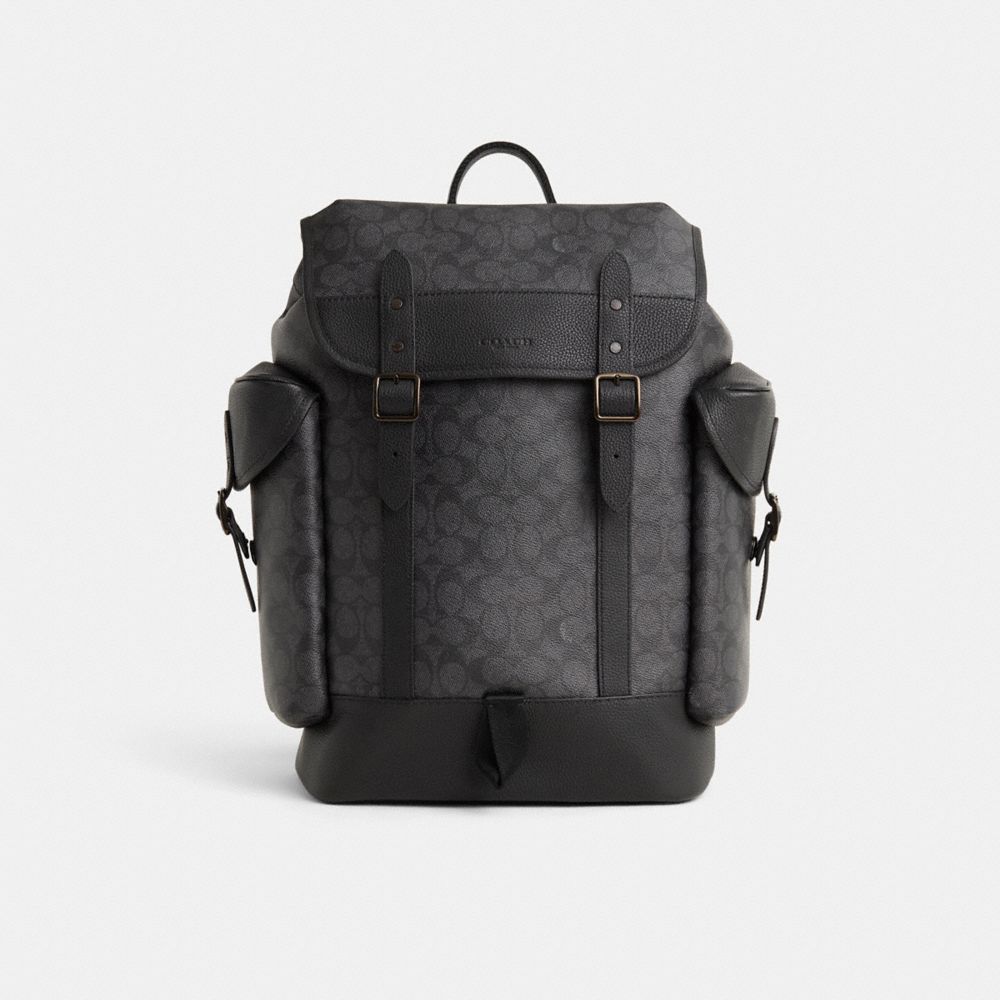 COACH®,Restored Hitch Backpack In Signature Canvas,,Front View