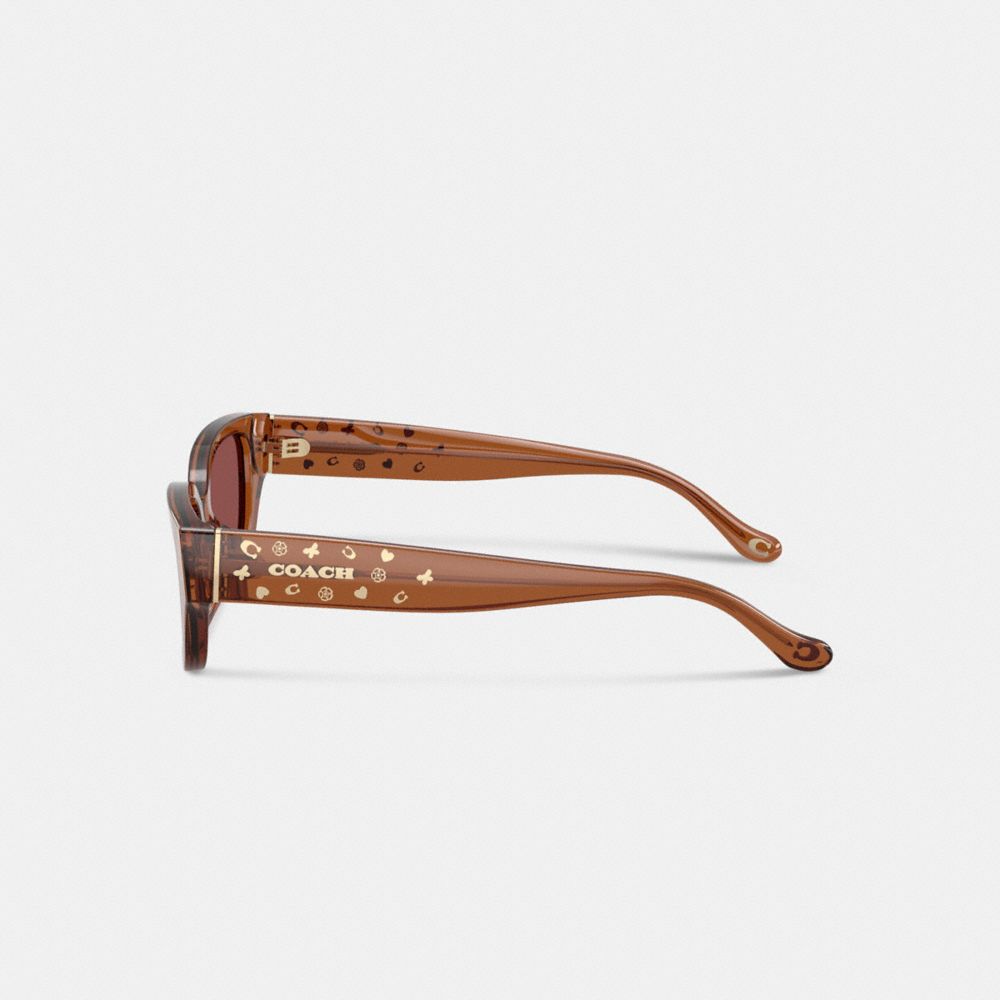 COACH®,Charms Narrow Rectangle Sunglasses,Rectangle,Plastic,Metal,Integrated Nose Pads,Casual,Brown,Alternate View