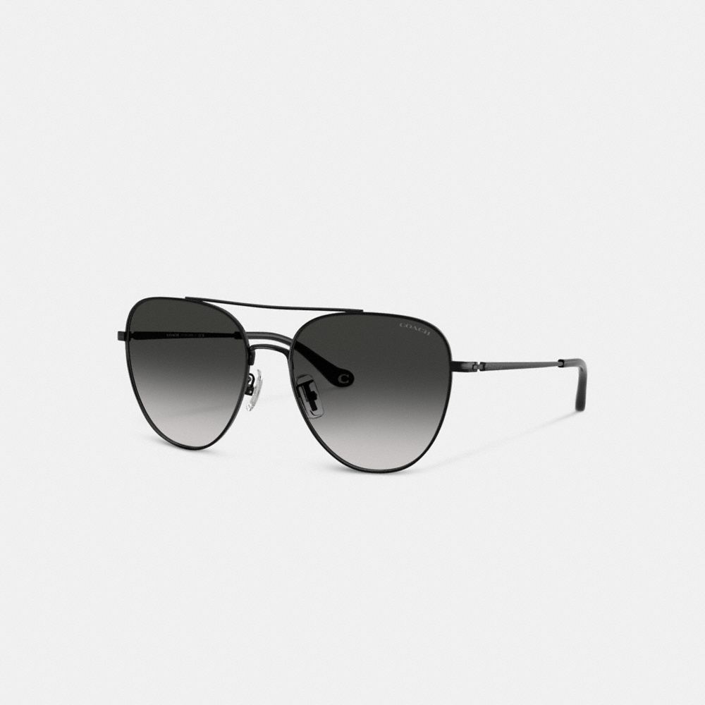 COACH®,Metal Pilot Sunglasses,Gray,Front View