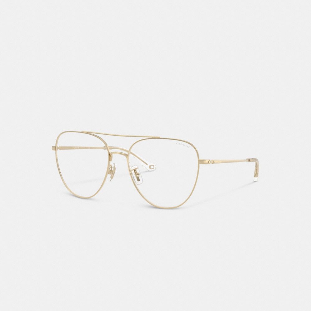 COACH®,Metal Pilot Sunglasses,Clear,Front View