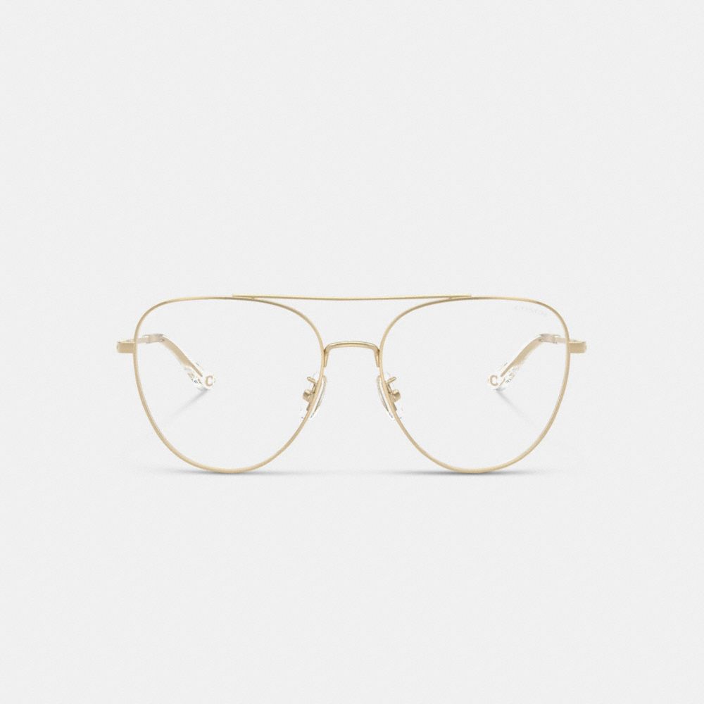 COACH®,Metal Pilot Sunglasses,Clear,Inside View,Top View