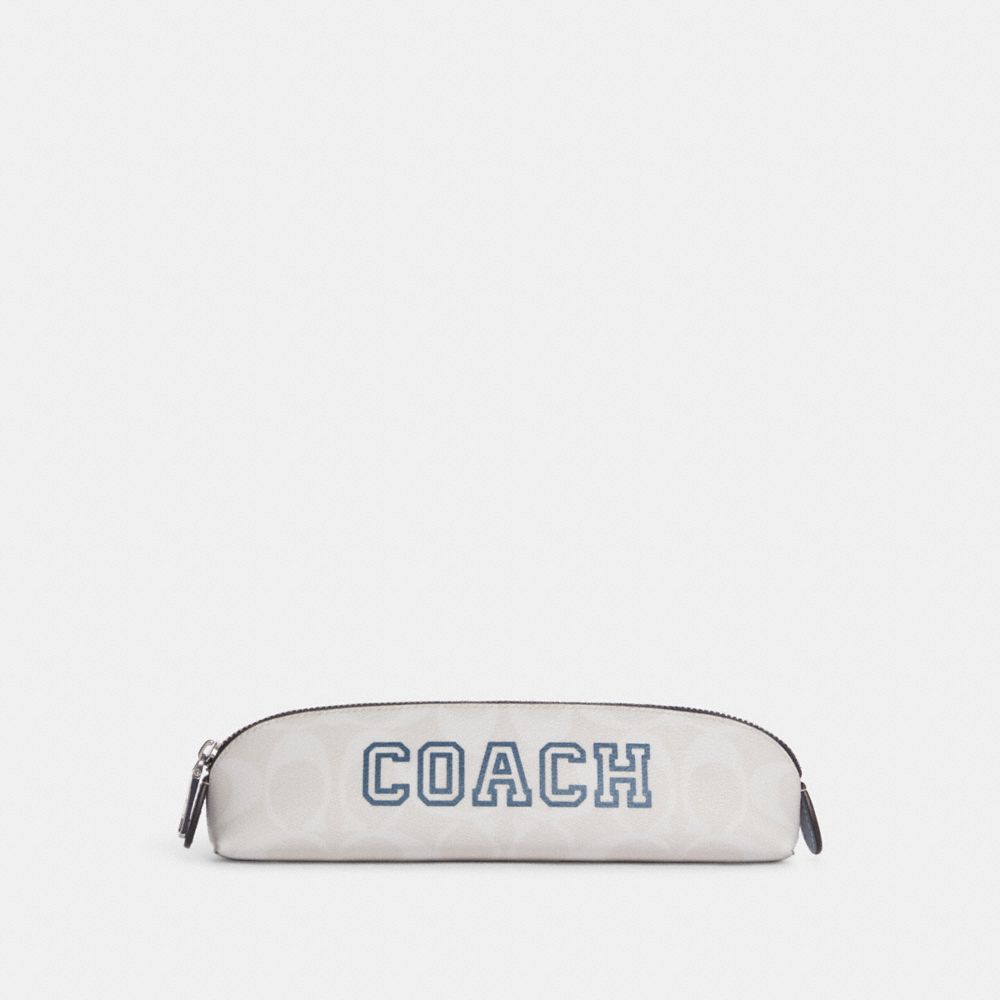 COACH Pencil Case In Signature Canvas With Varsity Motif