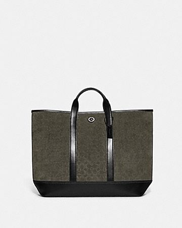toby turnlock tote in signature suede