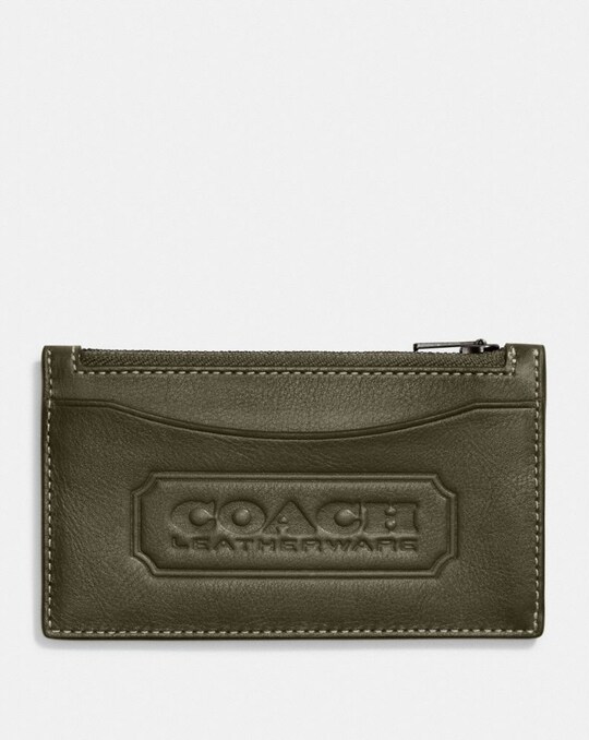 ZIP CARD CASE WITH COACH BADGE