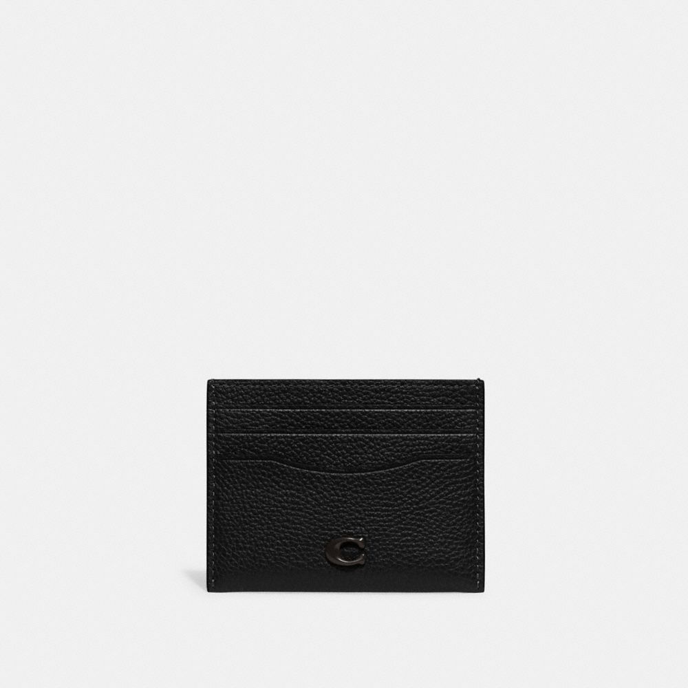 COACH®,Card Case,Leather,Card Case,Logo,Casual,Black,Front View