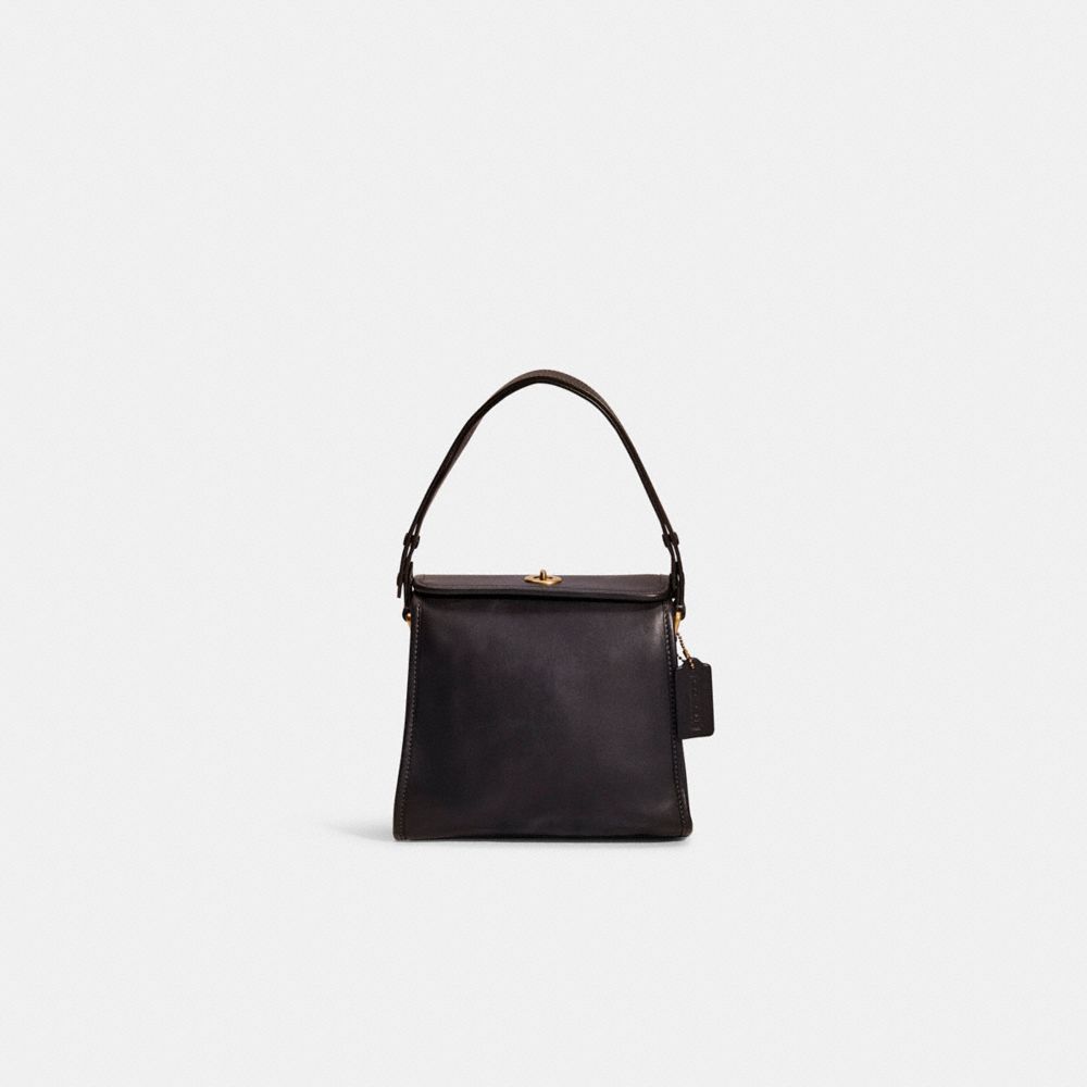 COACH®,Restored Turnlock Shoulder Bag,Crossbody,Embossed,Logo,Casual,Black,Front View