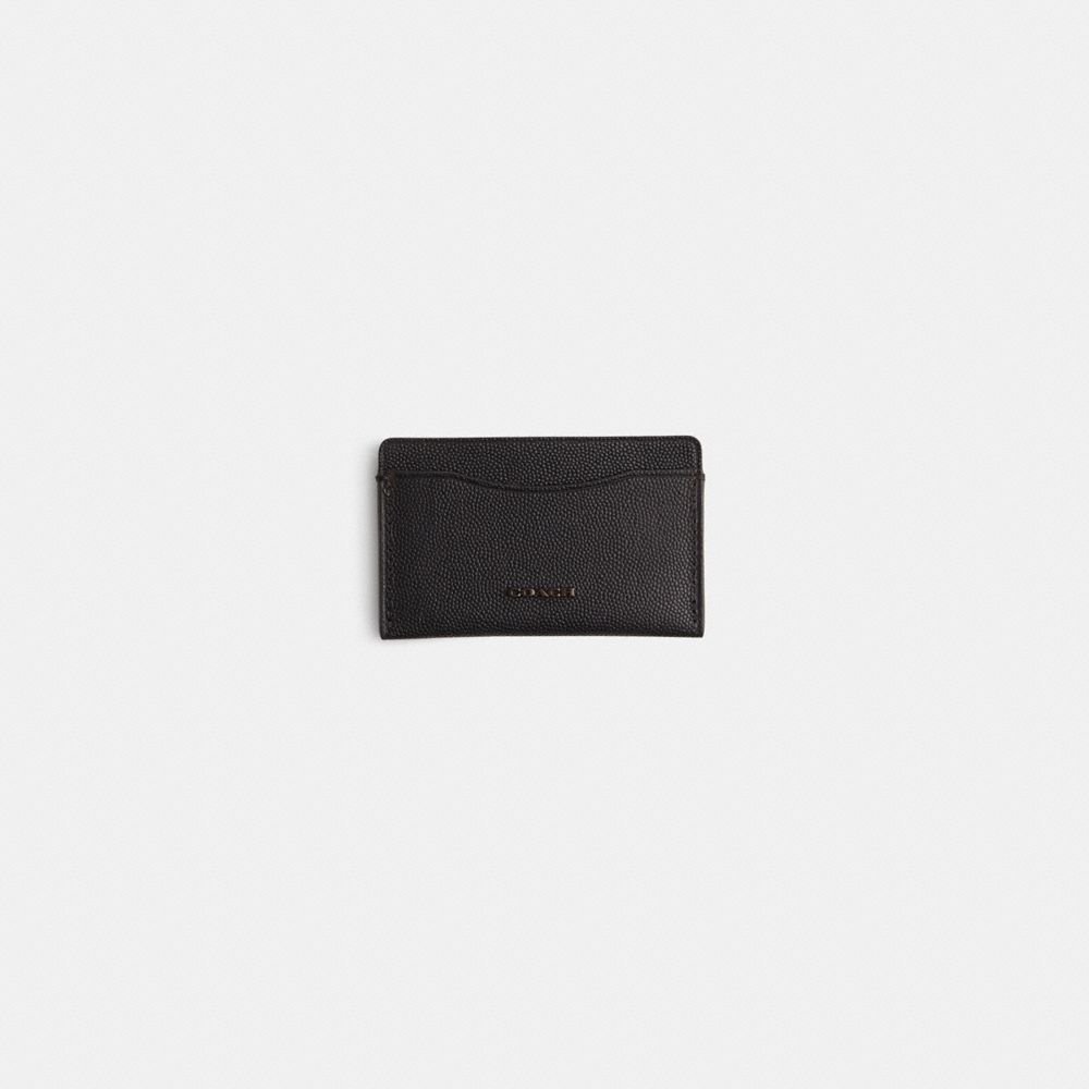 COACH®,Restored Small Card Case,Leather,Card Case,Logo,Metal,Sustainable,Scratch Resistant,Casual,Black,Front View
