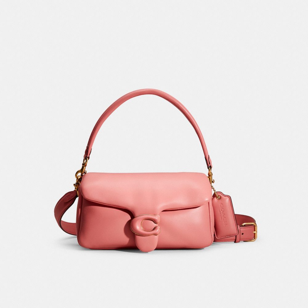 COACH®,Restored Pillow Tabby Shoulder Bag 26,Leather,Shoulder Bag,Metal,Logo,Day Party,Pink,Front View