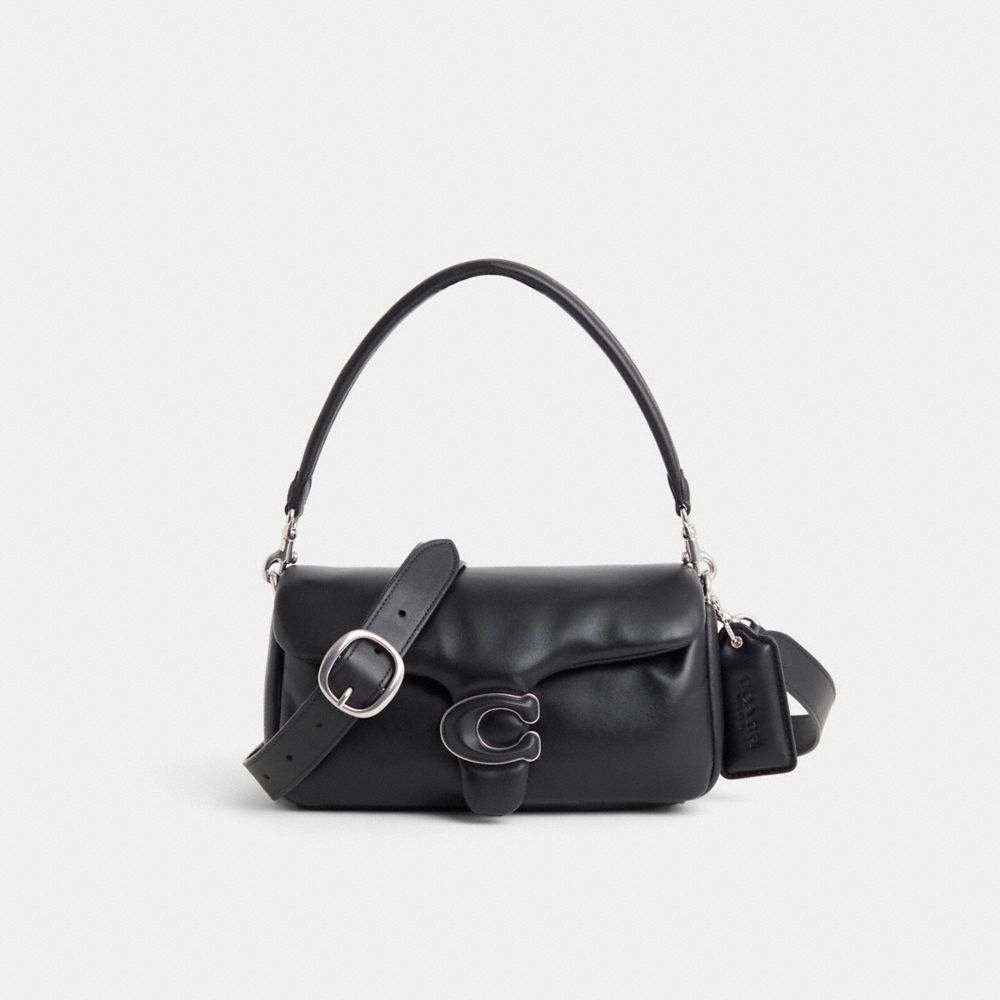 COACH®,Restored Pillow Tabby Shoulder Bag 26,Leather,Shoulder Bag,Metal,Logo,Day Party,Black,Front View