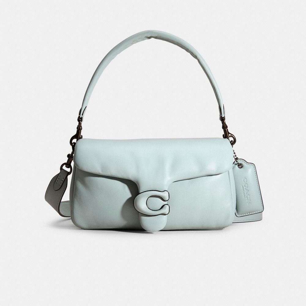 COACH®,Restored Pillow Tabby Shoulder Bag 26,Leather,Shoulder Bag,Metal,Logo,Day Party,Blue,Front View