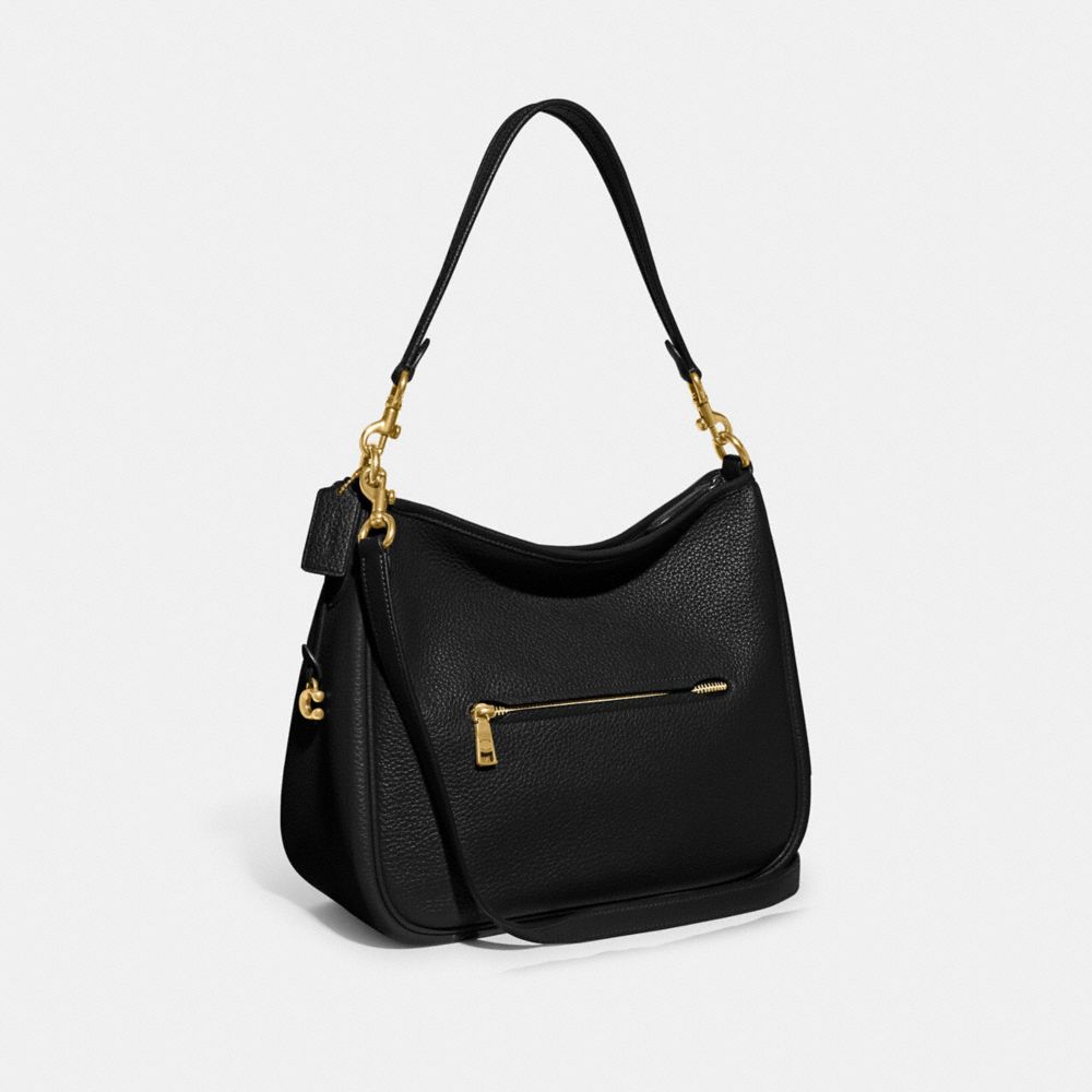 COACH®,Cary Shoulder Bag,Leather,Hobo,Logo,Metal,Casual,Black,Angle View