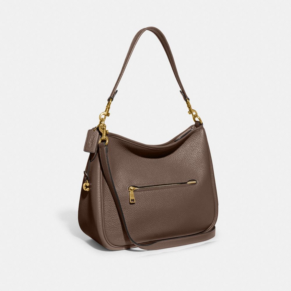 COACH®,Cary Shoulder Bag,Leather,Hobo,Logo,Metal,Casual,Brown,Angle View