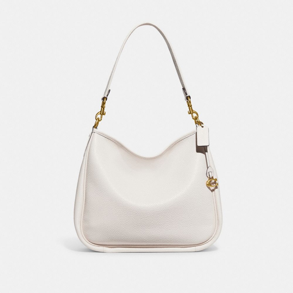 COACH®,Cary Shoulder Bag,Leather,Hobo,Metal,Logo,Casual,White,Front View