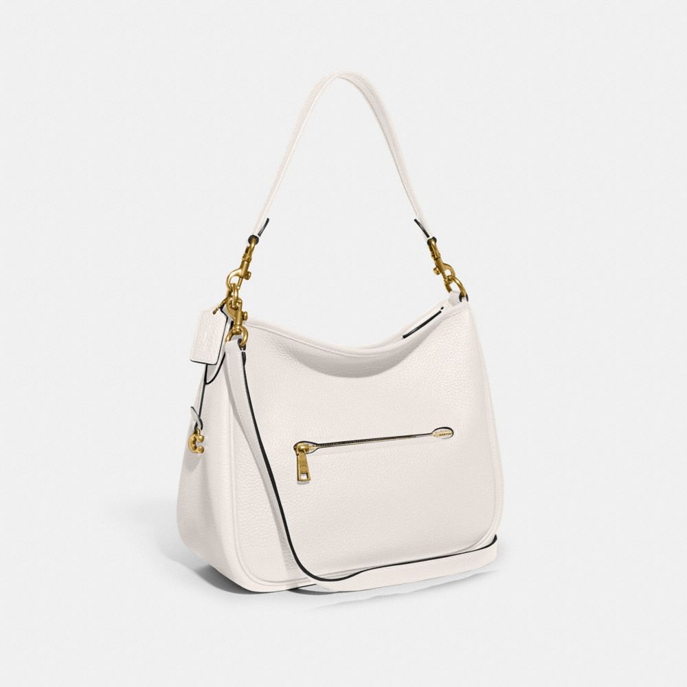 COACH®,Cary Shoulder Bag,Leather,Hobo,Metal,Logo,Casual,White,Angle View