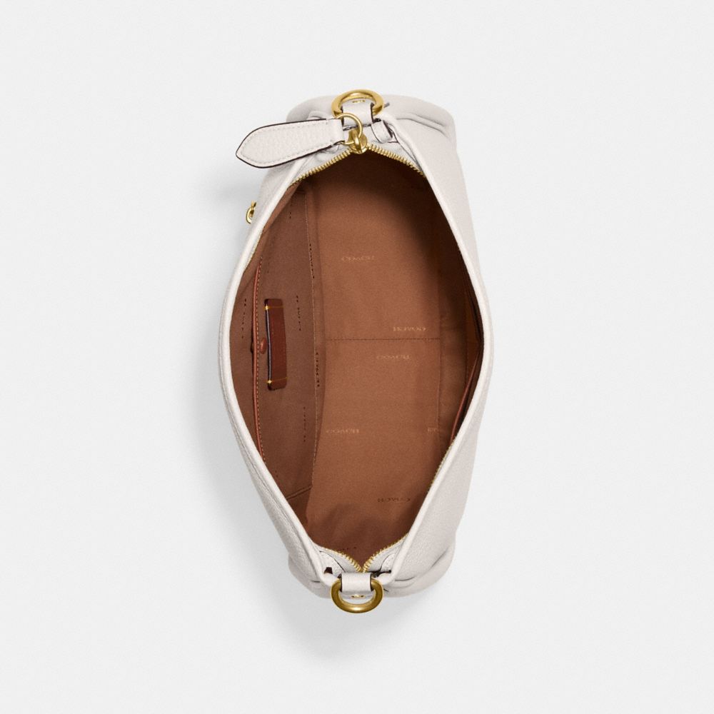 COACH®,Cary Shoulder Bag,Leather,Hobo,Metal,Logo,Casual,White,Inside View,Top View