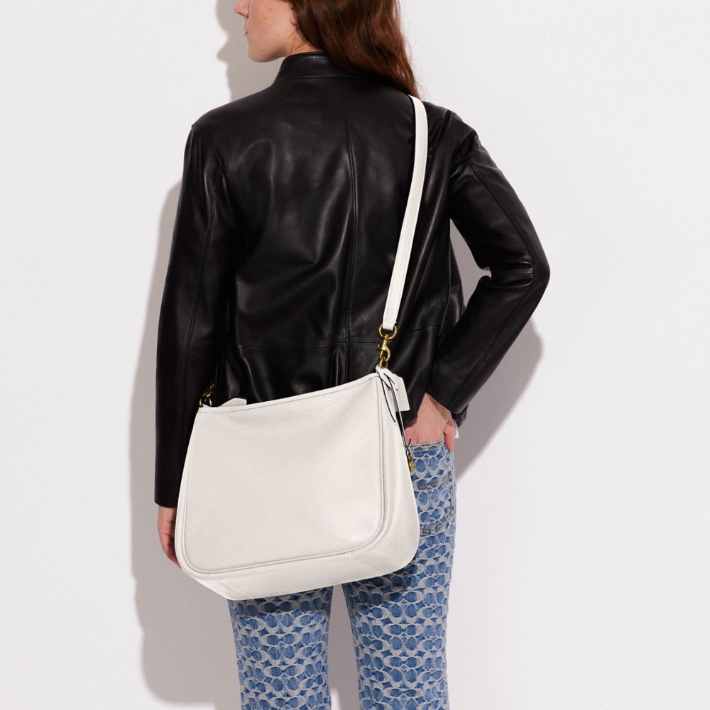 COACH®,Cary Shoulder Bag,Leather,Hobo,Metal,Logo,Casual,White,Detail View