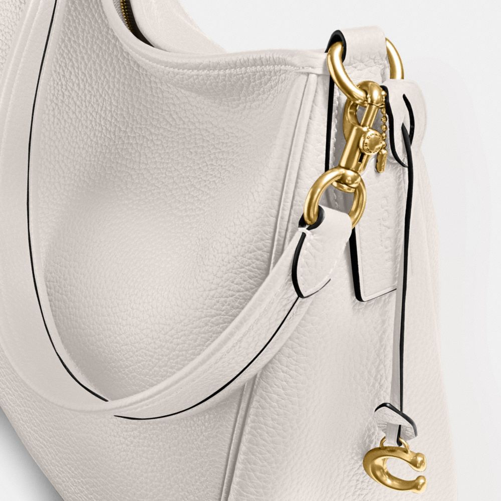 COACH®,Cary Shoulder Bag,Leather,Hobo,Metal,Logo,Casual,White,Closer View