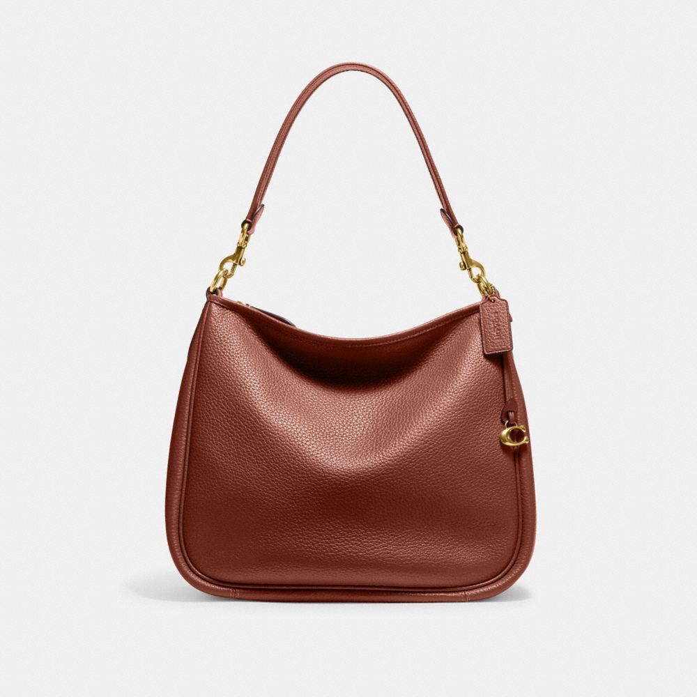 COACH®,Cary Shoulder Bag,Leather,Hobo,Metal,Logo,Casual,Brown,Front View