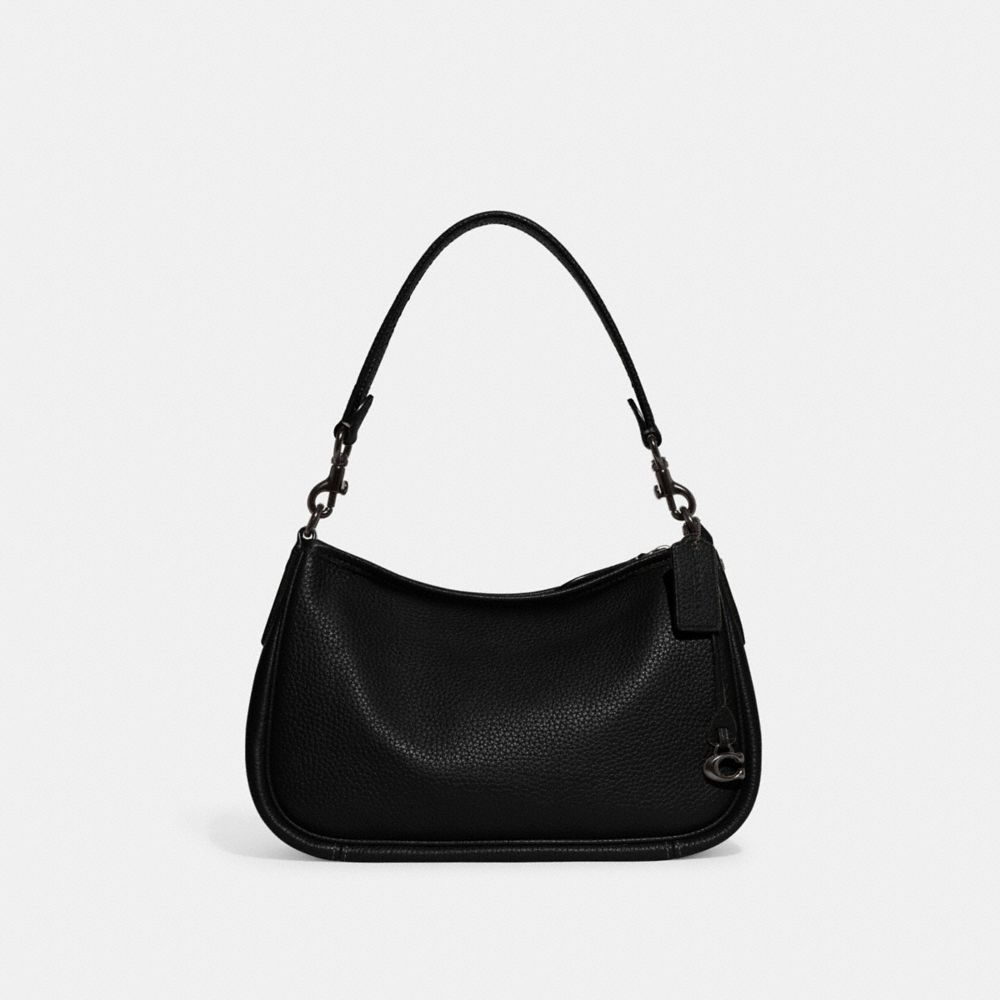 COACH®,Cary Crossbody Bag,Leather,Hobo,Logo,Metal,Casual,Black,Front View