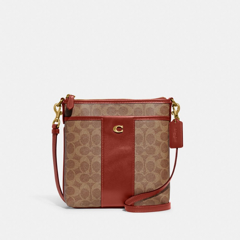 COACH®,KITT MESSENGER CROSSBODY IN COLORBLOCK SIGNATURE CANVAS,canvas,Medium,,Front View