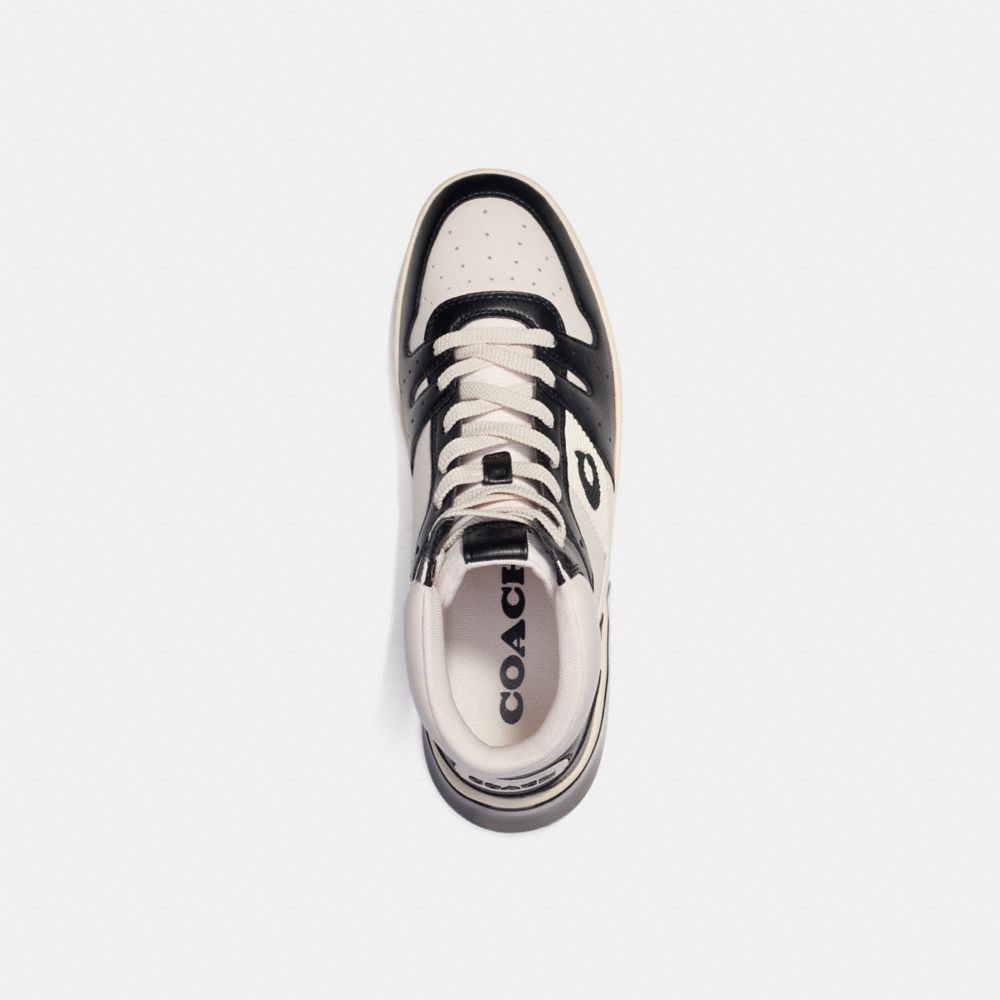 COACH®,CITYSOLE HIGH TOP SNEAKER,Leather,Chalk/Black,Inside View,Top View