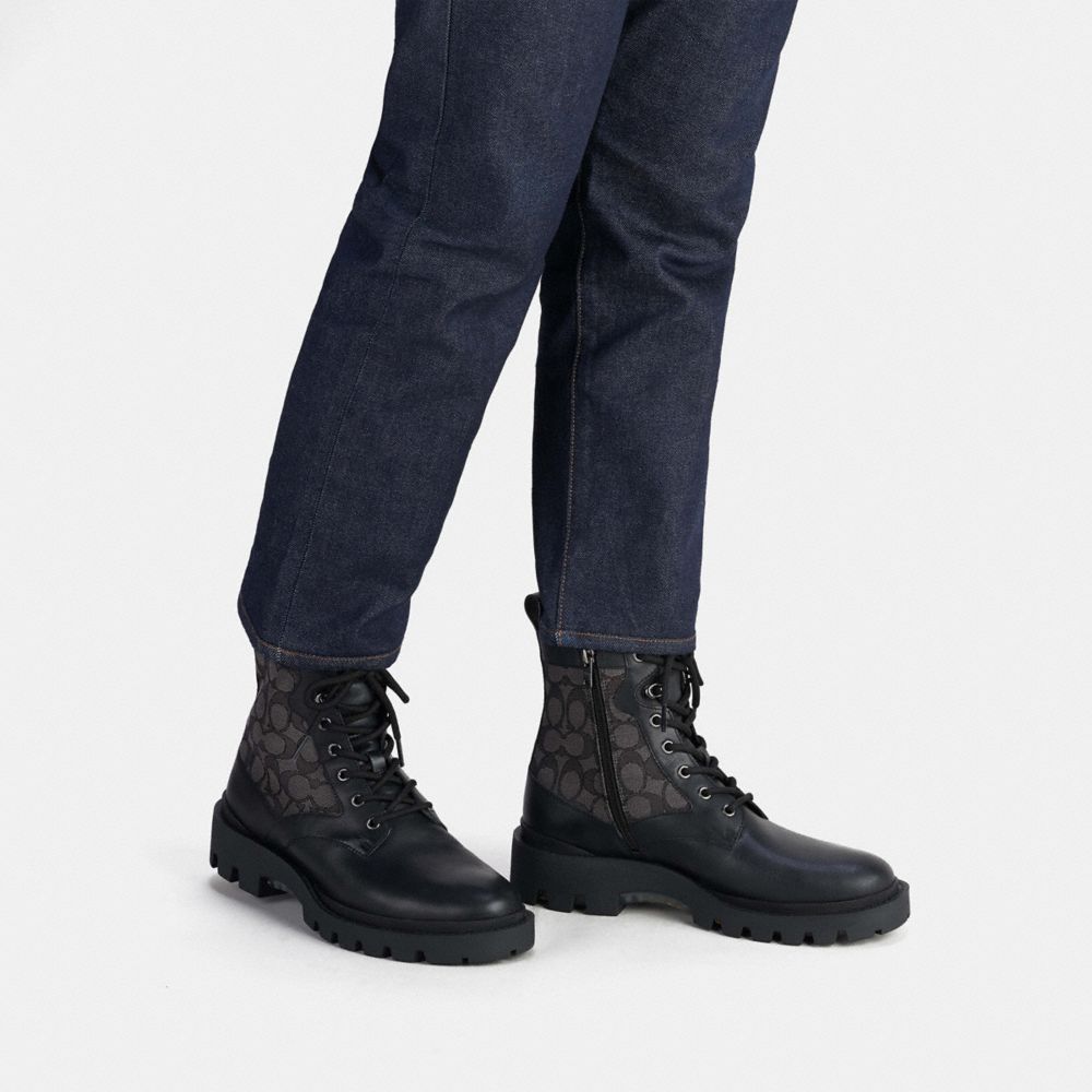 COACH Citysole Lace Up Boot In Signature Jacquard