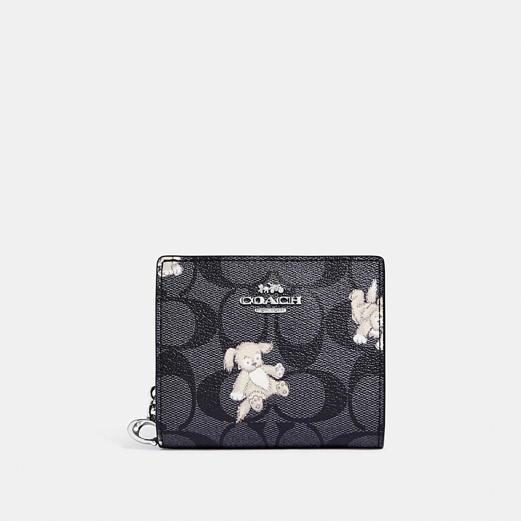 Snap Wallet in Signature Canvas With Happy Dog Print