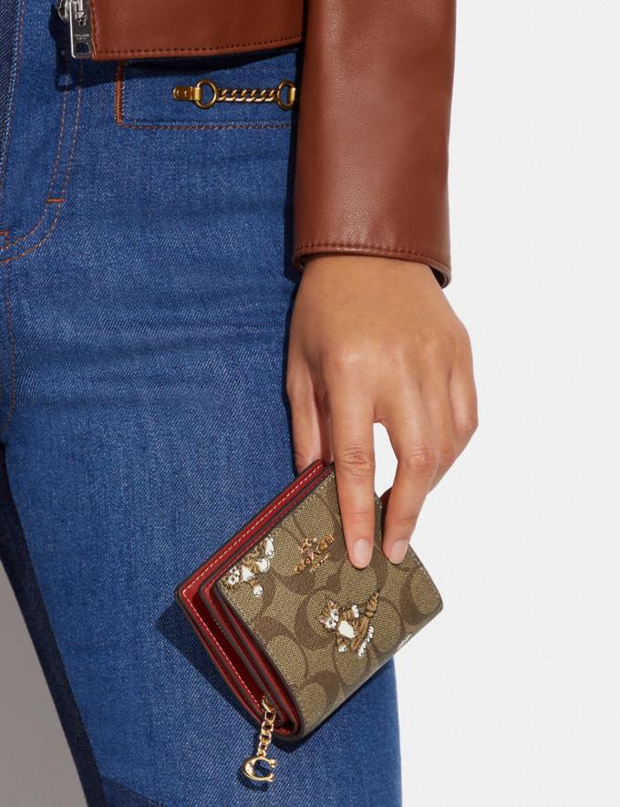 COACH: Snap Wallet In Signature Canvas With Dancing Kitten Print