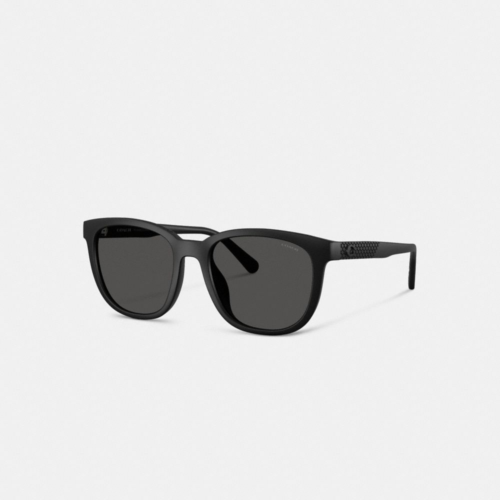 COACH®,Textured Square Sunglasses,Black,Front View